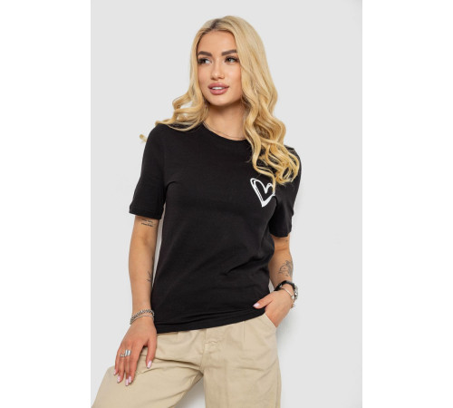 Футболка женская с принтом, цвет черный, 241R128
