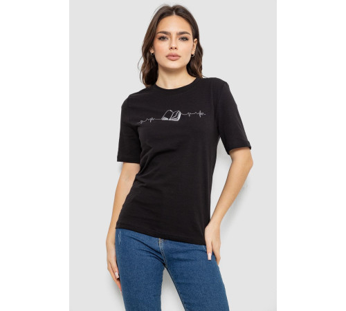 Футболка женская с принтом, цвет черный, 241R1835