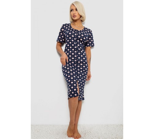 Халат жіночий на блискавці в горох, колір синій, 257R1030-4