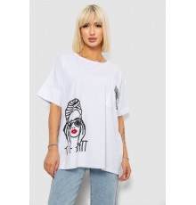 Футболка жіноча з принтом, колір білий, 244R4010 Футболка жіноча з принтом, колір білий, 244R4010