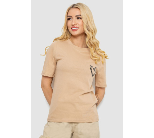 Футболка женская с принтом, цвет бежевый, 241R128