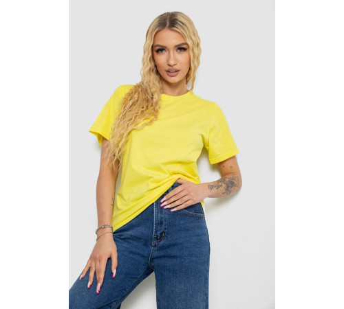 Футболка женская однотонная, цвет желтый, 238R111
