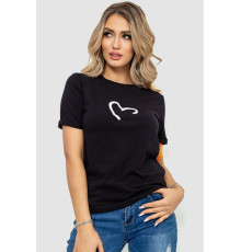 Жіноча футболка з принтом, колір чорний, 238R57384