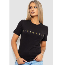 Жіноча футболка з принтом, колір чорний, 238R57379