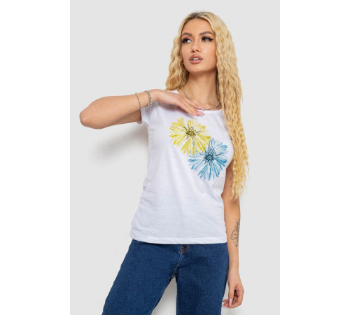 Футболка женская с принтом, цвет белый, 244R2215