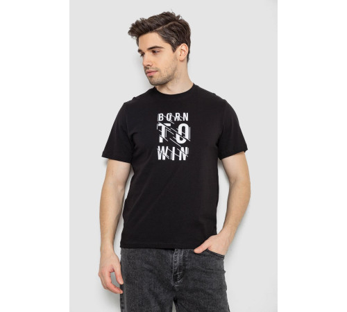 Футболка мужская с принтом, цвет черный, 241R1901