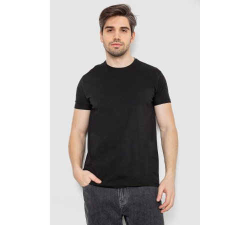 Футболка мужская однотонная батал, цвет черный, 244R2406