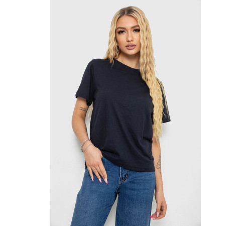 Футболка женская однотонная, цвет темно-синий, 238R111