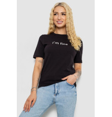 Жіноча футболка з принтом, колір чорний, 241R1833