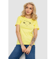 Жіноча футболка з принтом, колір жовтий, 238R559