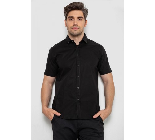 Сорочка чоловіча однотонна, колір чорний, 214R830