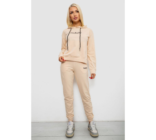 Спортивный костюм женский двухнитка, цвет бежевый, 214R1419-006