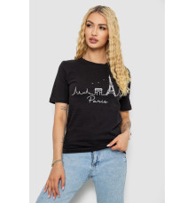 Жіноча футболка з принтом, колір чорний, 241R132