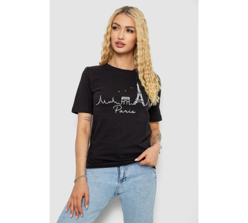 Футболка женская с принтом, цвет черный, 241R132