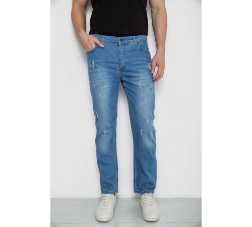 Джинси чоловічі з потертостями, колір блакитний, 247R736