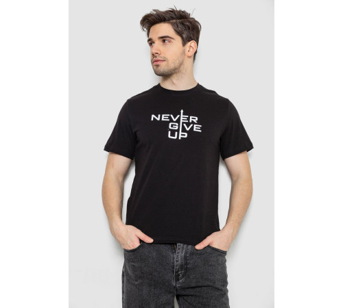 Футболка мужская с принтом, цвет черный, 241R1905