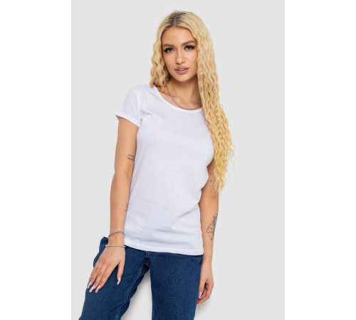 Футболка женская однотонная, цвет белый, 244R2206