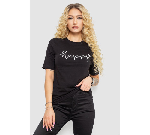 Футболка женская с принтом, цвет черный, 241R126