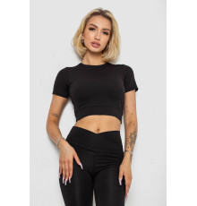 Футболка - топ женская в рубчик, цвет черный, 238R58210