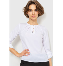 Блуза однотонна, колір білий, 230R1122-3.