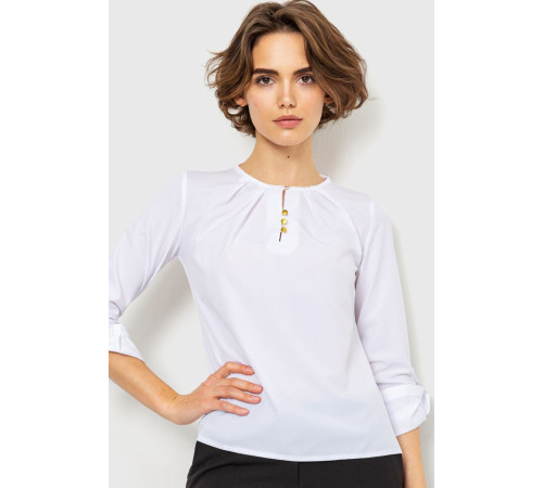 Блуза однотонная, цвет белый, 230R1122-3