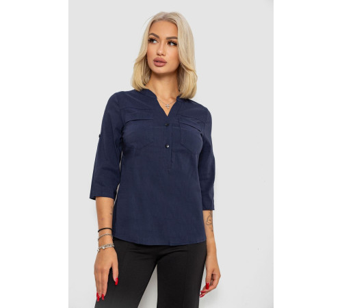 Блуза однотонная, цвет синий, 230R96-15