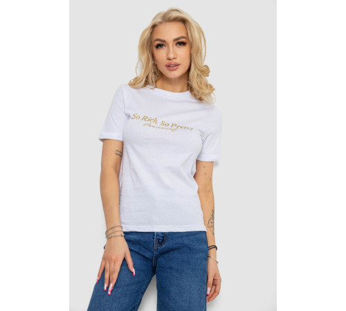 Футболка женская с принтом, цвет белый, 238R57399