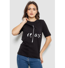 Жіноча футболка з принтом, колір чорний, 241R1836