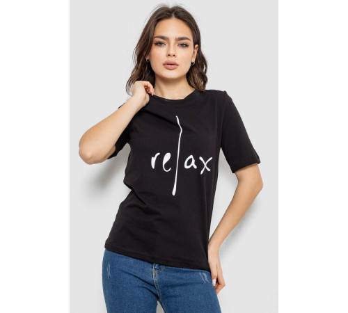 Футболка женская с принтом, цвет черный, 241R1836