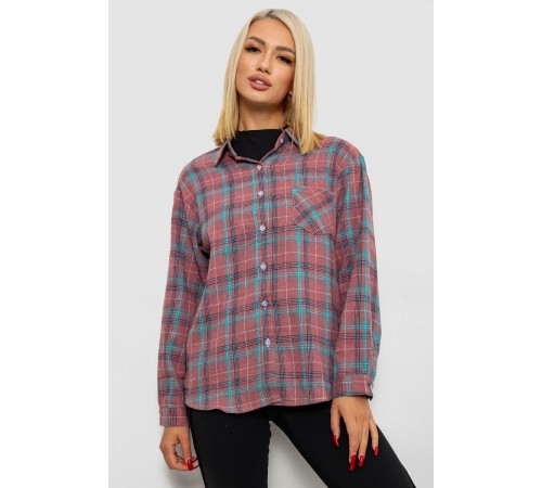 Сорочка жіноча в клітинку, колір пудровий, 244R1070-1