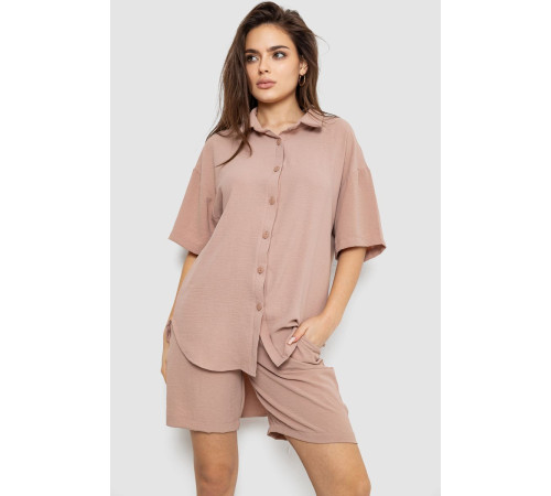 Костюм женский однотонный, цвет бежевый, 119R0038-1