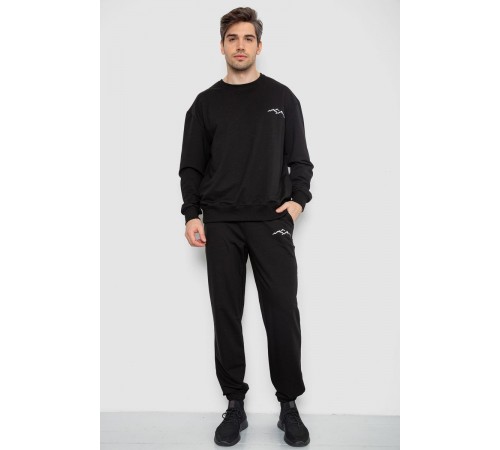 Спортивный демисезонный мужской костюм, цвет черный, 241R176