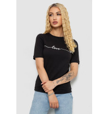 Жіноча футболка з принтом, колір чорний, 241R133