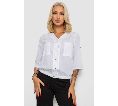 Блуза однотонна, колір білий, 230R91-1