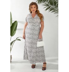 Сукня жіноча на запах з принтом софт, колір молочний, 257R358-1