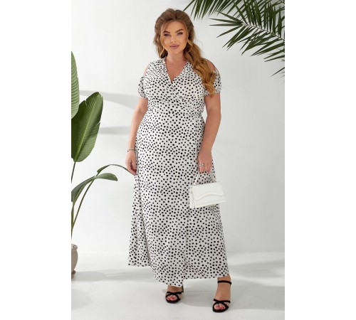 Сукня жіноча на запах з принтом софт, колір молочний, 257R358-1