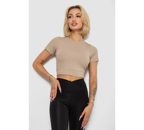Футболка - топ женская в рубчик, цвет бежевый, 238R58210