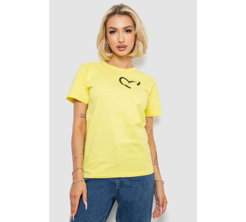 Футболка женская с принтом, цвет желтый, 238R57384-1
