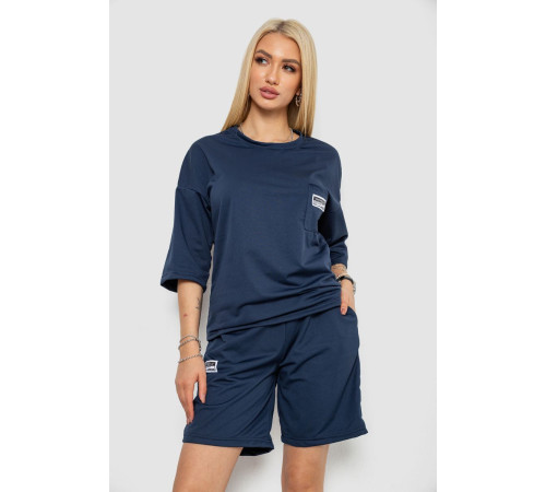 Костюм женский однотонный, цвет темно-синий, 238R116-1