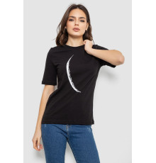 Жіноча футболка з принтом, колір чорний, 241R1830