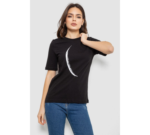 Футболка женская с принтом, цвет черный, 241R1830