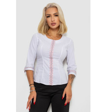 Блуза класична з вишивкою, колір білий, 230R03-1.
