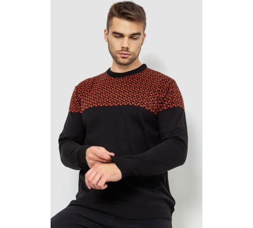 Свитер мужской, цвет черно-терракотовый, 161R898