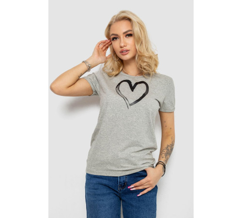 Футболка женская с принтом, цвет серый, 238R01623-1