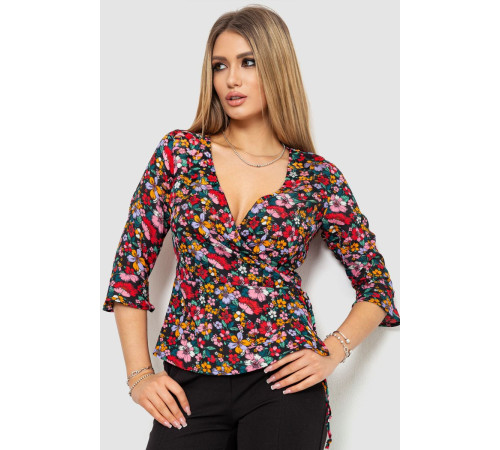 Блуза с цветочным принтом, цвет разноцветный, 244R072