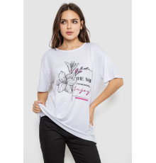 Жіноча футболка з принтом, колір білий, 244R605