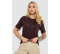 Футболка женская с принтом, цвет шоколадный, 241R125