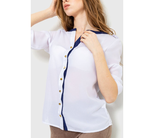 Блуза классическая, цвет бело-синий, 230R111
