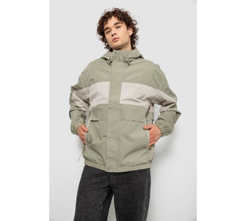 Вітровка чоловіча з принтом, колір оливковий, 214R603-1