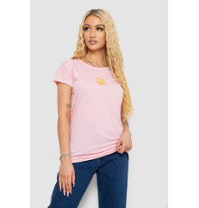 Футболка женская с вышитым трезубцем, цвет розовый, 244R2213-2